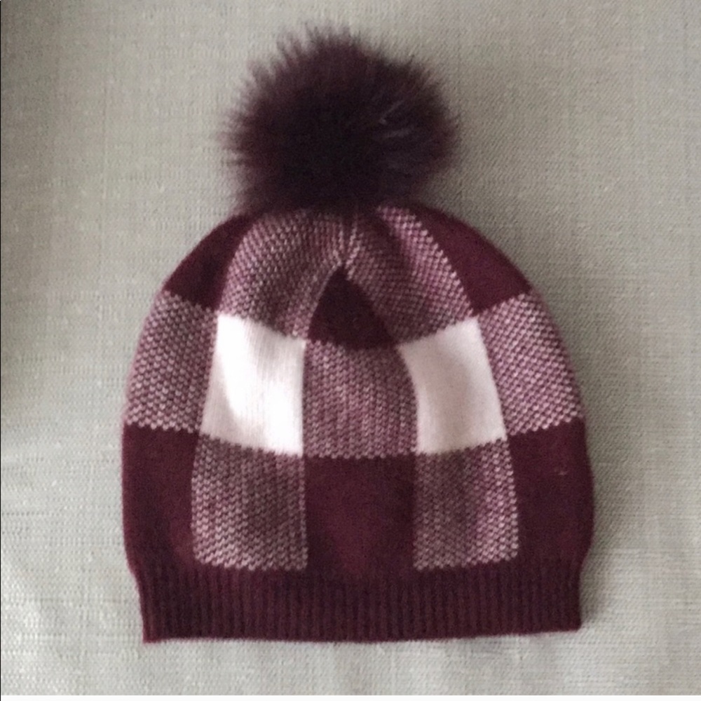 Club Monaco 100% Cashmere and Fox Pom Pom Hat